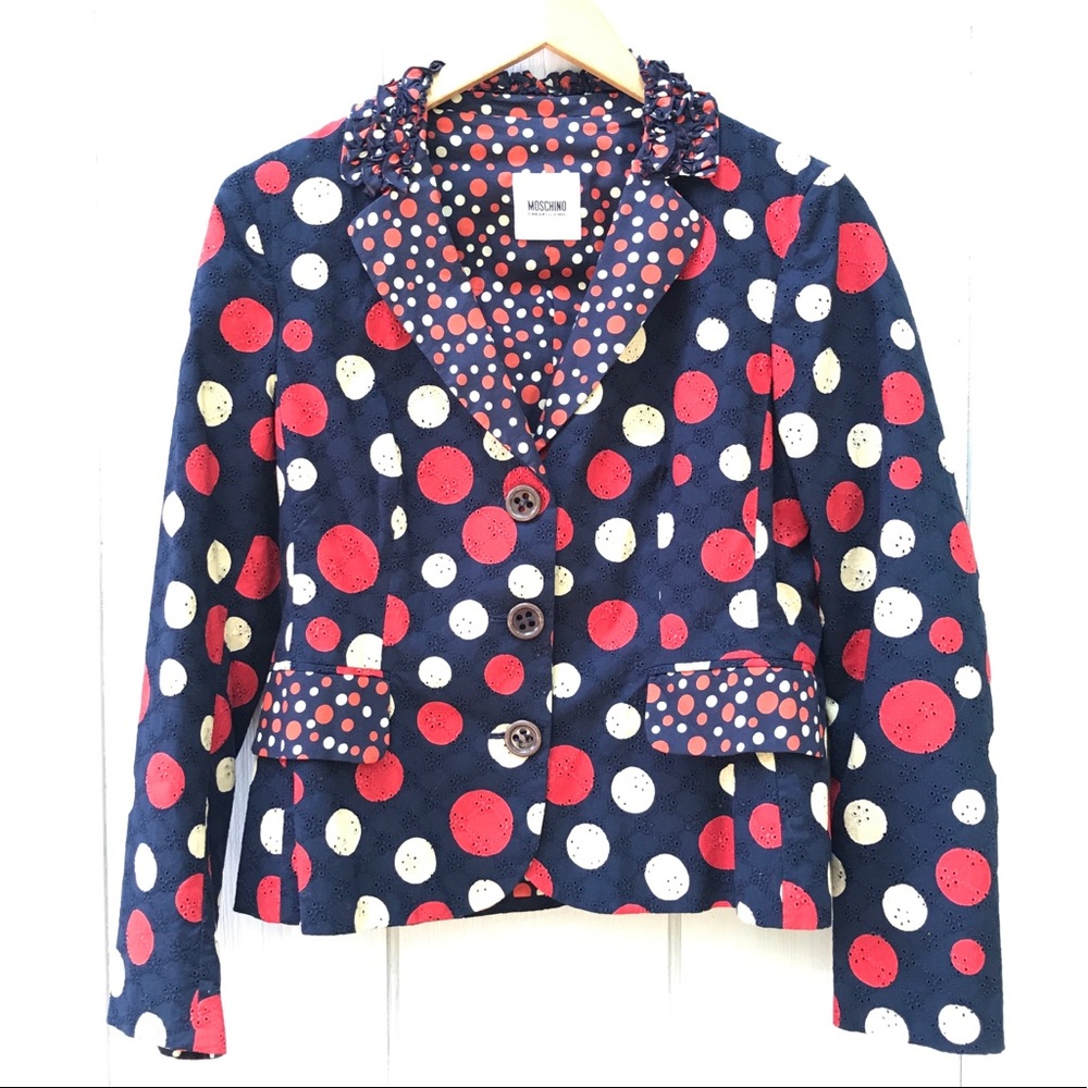 NWOT Moschino Cheap & Chic Polka Dot Eyelet Blazer